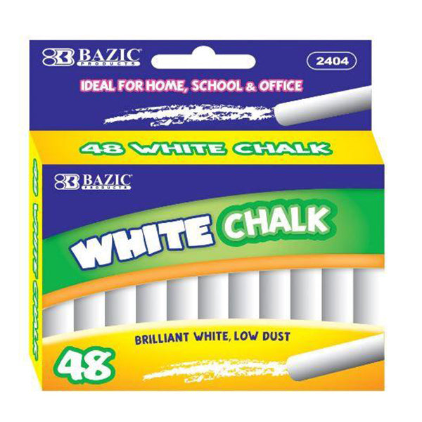 Bazic® Dustless White Chalks (48/box)