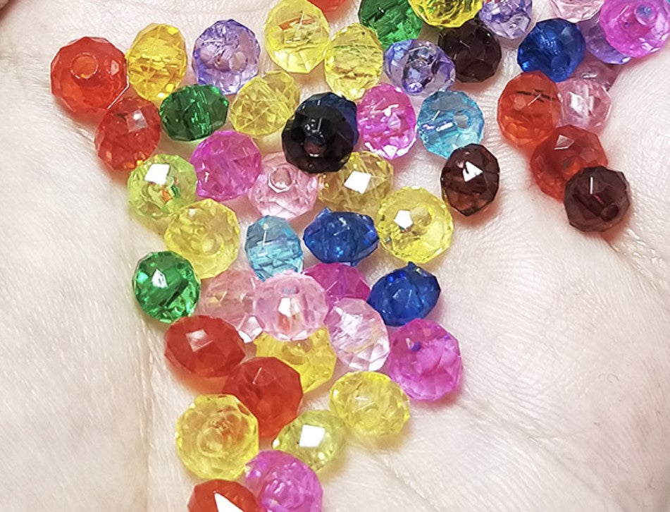 thumbnail image 2 of 24 Vintage Ocker Acrylic Faceted Nugget Beads – 3x16mm With 3mm Hole (New Old Stock) 2 of 4