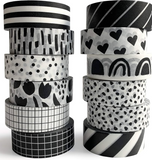 Washi Tape Black & White (10 rolls)