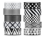 Washi Tape Black & White (10 rolls)