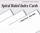Bazic Spiral Bound Ruled White Index Cards (3" x 5")