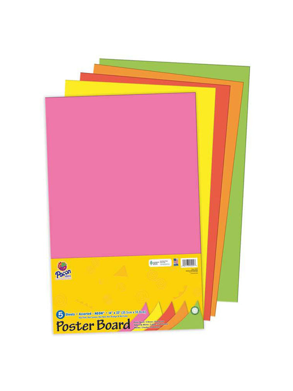 Ucreate Poster Board, Neon Pack, 11 inch x 14 inch - 5 sheets