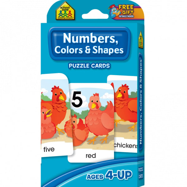 School Zone - Numbers, Colors & Shapes Puzzle Cards – PaperWorm